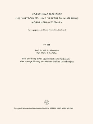 cover image of Die Strömung einer Quellstrecke im Halbraum — eine strenge Lösung der Navier-Stokes-Gleichungen